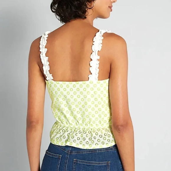 Modcloth Darling for the Prairie Peplum Tank Top eyelet green white Sz 3x - Picture 3 of 11